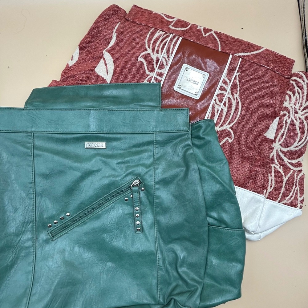 Miche Bag Prima Shell Lot Leah Teal Studded Green & Red Floral Tapestry 2pc Set